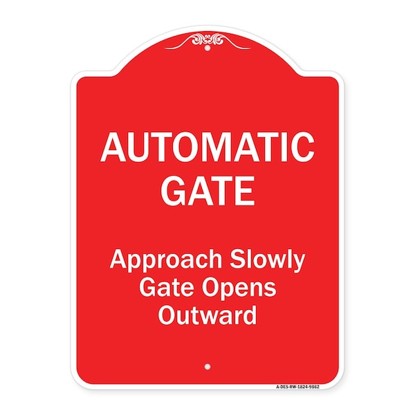 Automatic Gate Approach Slowly Gate Opens Heavy-Gauge Aluminum Sign, 24" x 18", RW-1824-9862